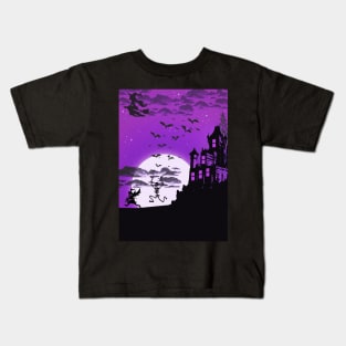 Halloween Silhouette Illustration Purple Kids T-Shirt